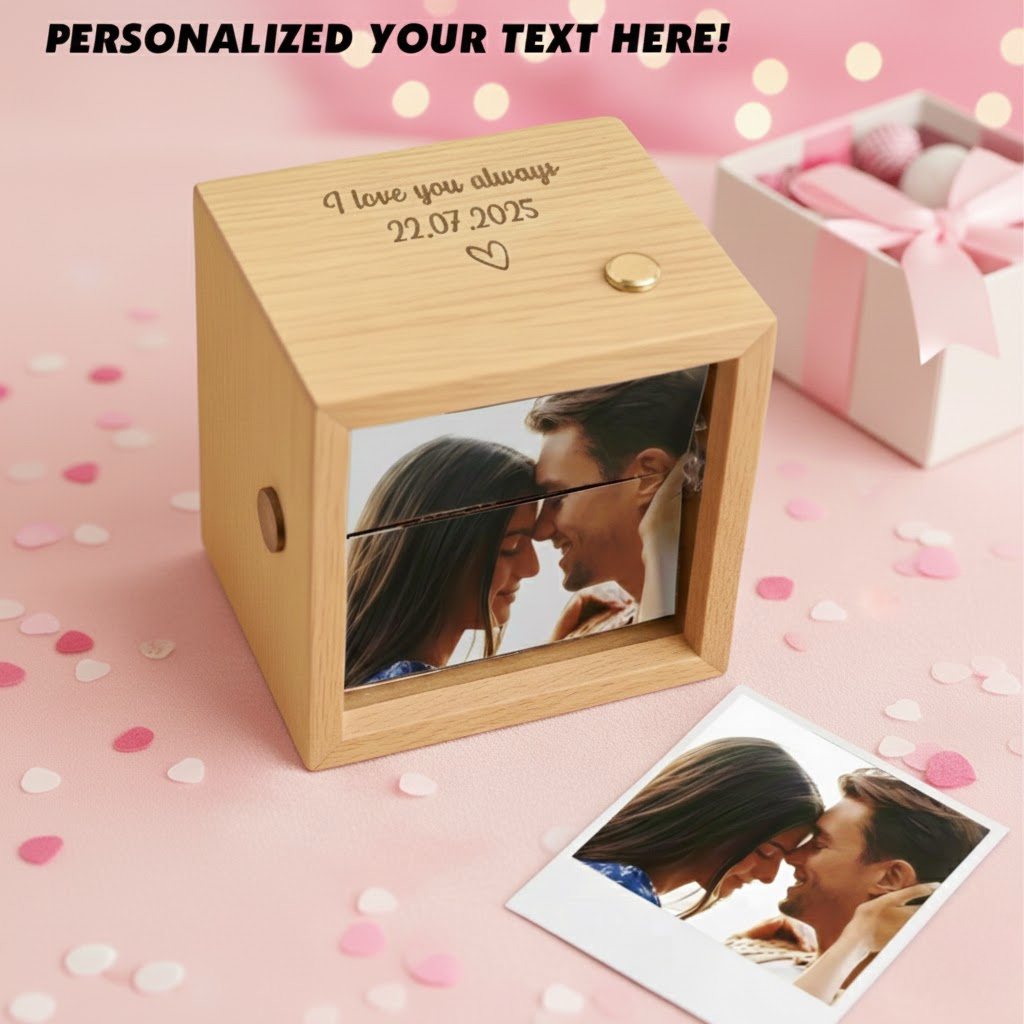 Custom Text & Photo & Music Flipbook Frame Animation Machine Detachable Photos Hand-cranked Flipbook Box with Light