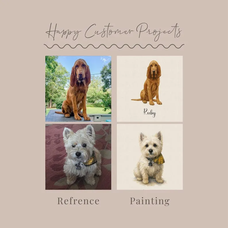 Custom Watercolor Dog Portrait Hand Drawn Dog Lovers Gift Personalized Dog Painting Dog Memorial Gift