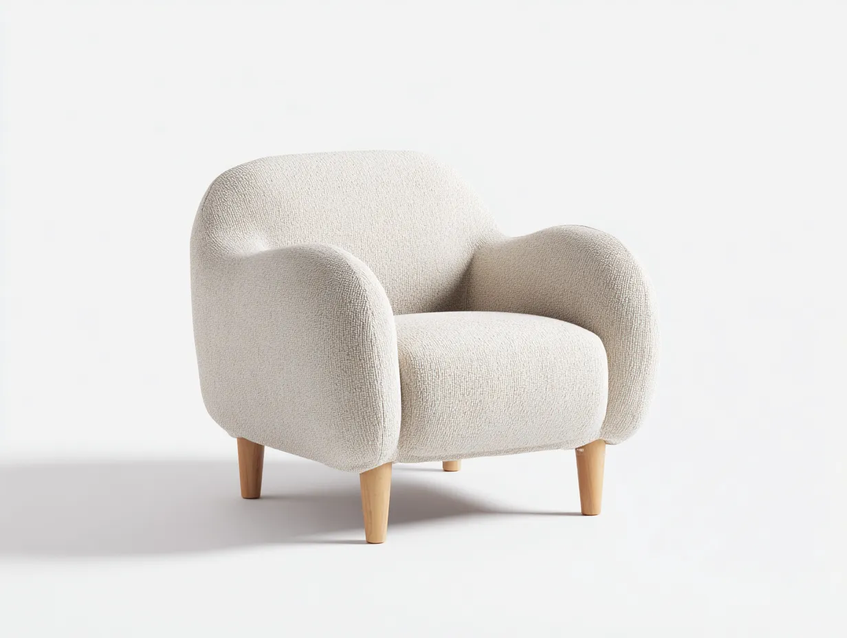 Poltrona in tessuto 78x85x82 cm - beige/color rovere - per salotto - design moderno-Graceare