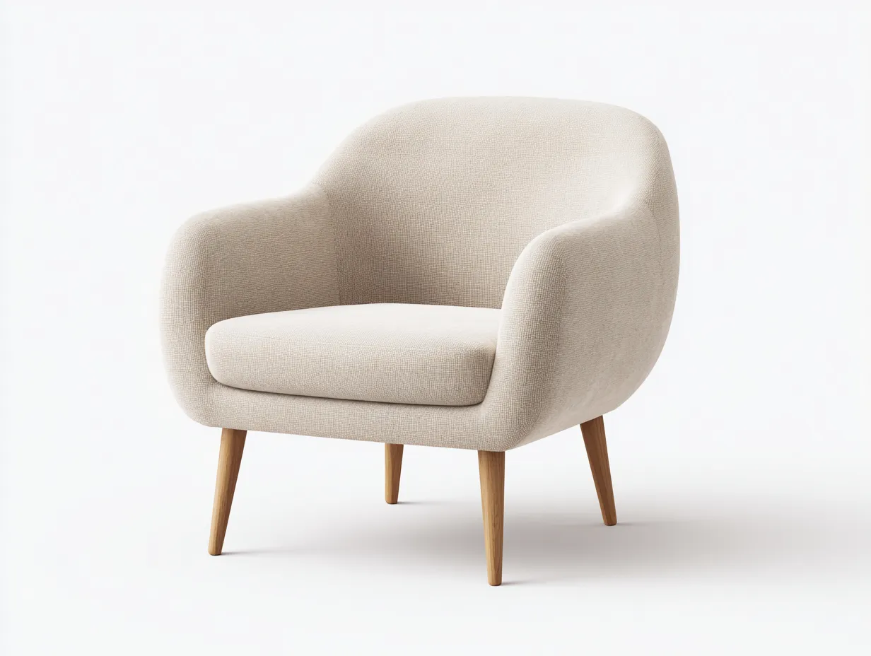 Poltrona in tessuto 80x78x82 cm - beige/color rovere - per soggiorno - design moderno-Graceare