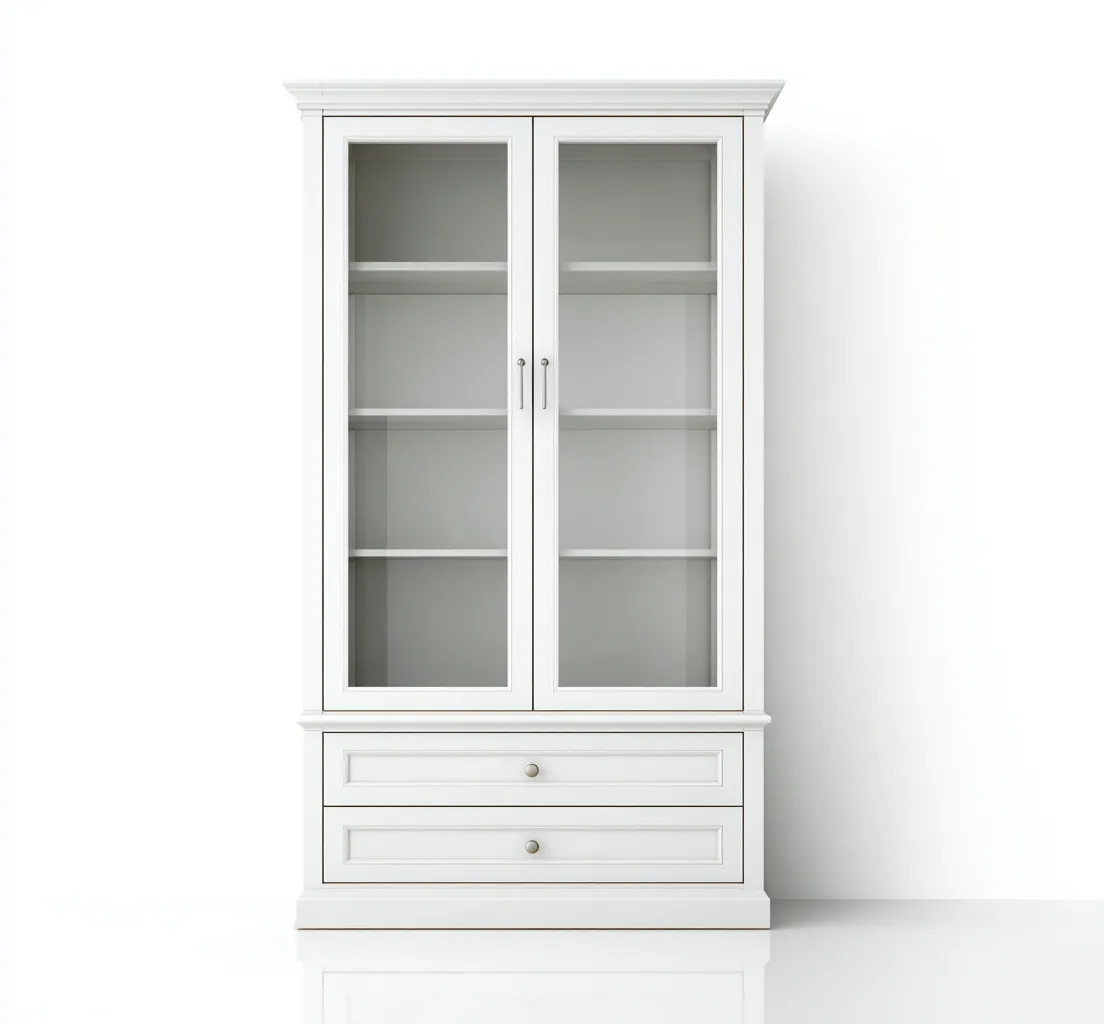 Vetrina in legno con ante in vetro 94x43x198 cm - bianco/trasparente/argento - per soggiorno - design moderno-Graceare