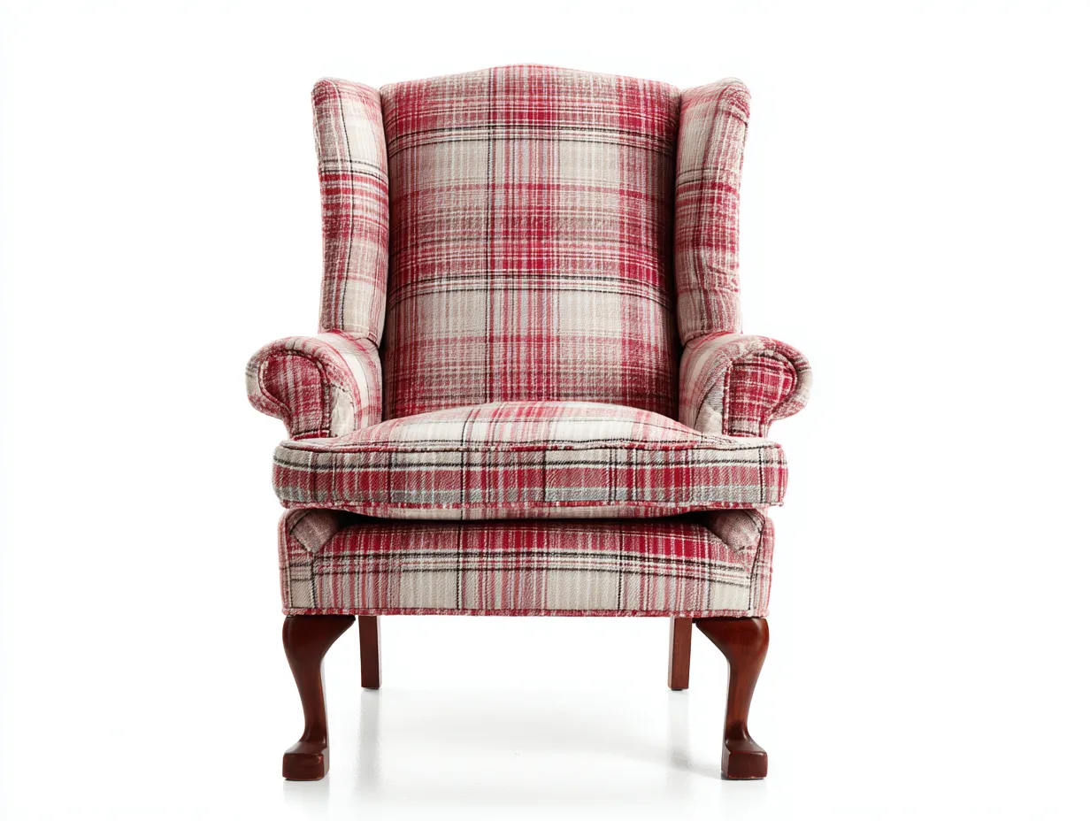 Poltrona in tessuto 78x80x108 cm - rosso/beige/marrone scuro - per salotto - stile classico-Graceare