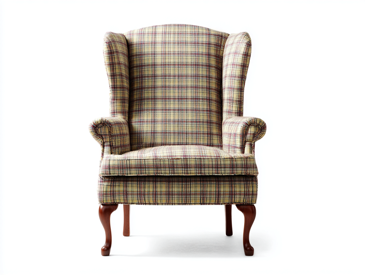 Poltrona con schienale alto in tessuto scozzese 82x78x105 cm - multicolore - per soggiorno - stile classico-Graceare