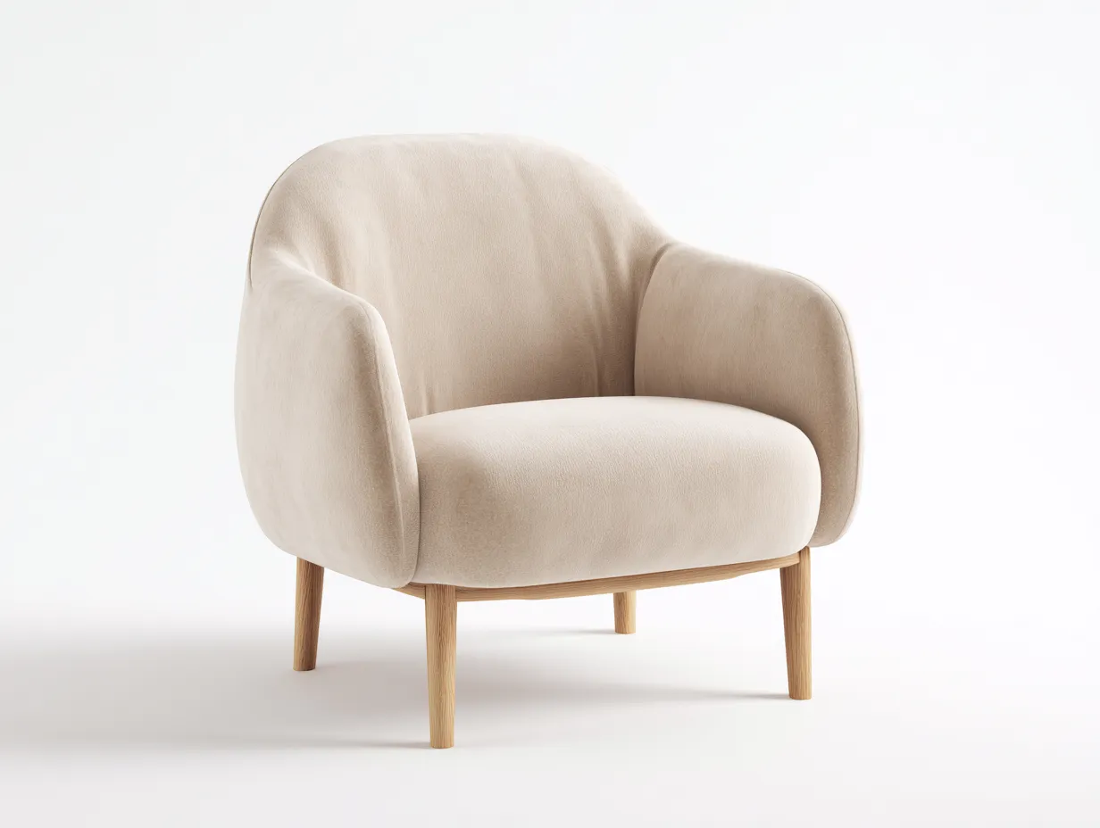 Poltrona in tessuto 82x80x78 cm - beige/color rovere - per soggiorno - design moderno-Graceare