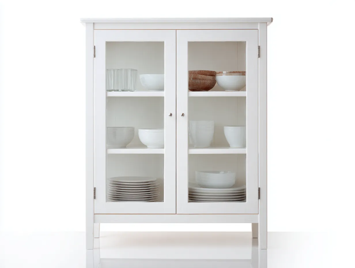 Vetrina in legno 80x35x120 cm - bianco - per salotto - design essenziale-Graceare