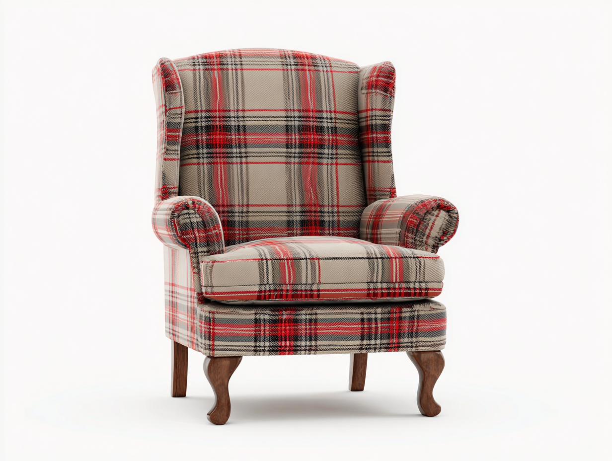 Poltrona in tessuto scozzese 78x80x110 cm - multicolore - per salotto - stile classico-Graceare