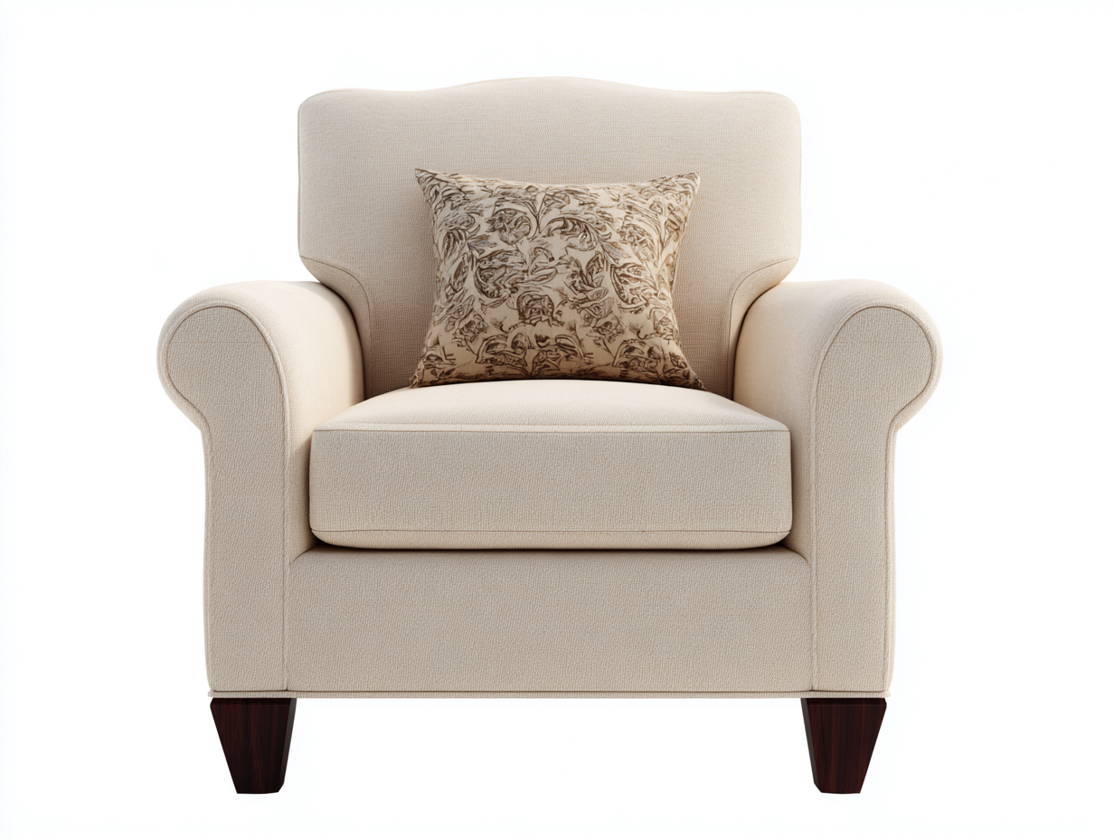 Poltrona con braccioli in tessuto 95x90x100 cm - beige/marrone scuro - per soggiorno - design classico-Graceare