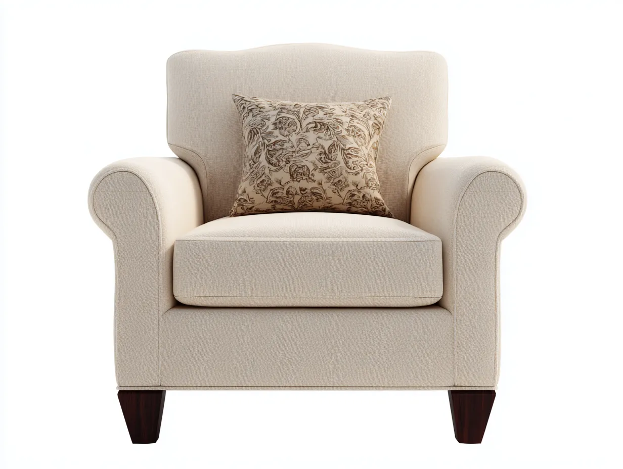 Poltrona con braccioli in tessuto 95x90x100 cm - beige/marrone scuro - per soggiorno - design classico-Graceare