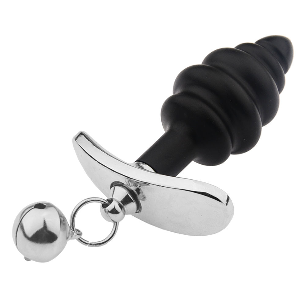 Metal Silicone Removable Anchor Butt Plug with Bell for Outdoor Wear and Play-Crimson Secret