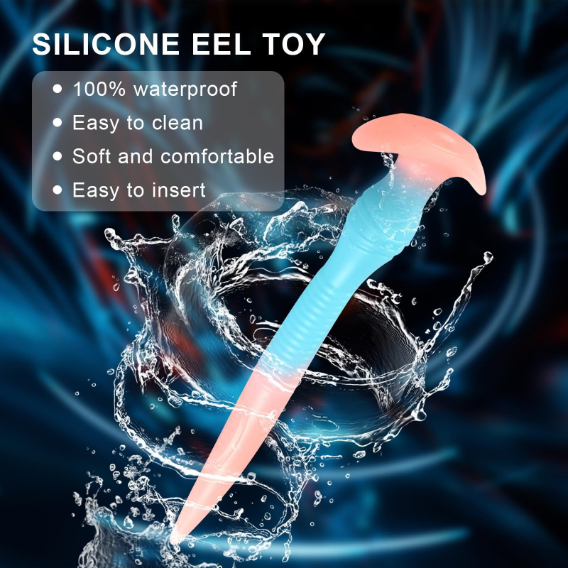 Glow in The Dark Eel Super Long Flexible Silicone Butt Plug Wearable Invisible Design for Extended Wear and Stretching