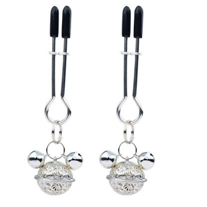 Metal Anal Plug with Bell BDSM Adult Toy for Beginners and Experienced Users Sensual Play Kit with Nipple Clamps and Butt Expansion Training Set-Crimson Secret