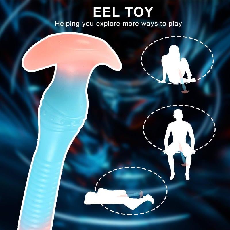 Glow in The Dark Eel Super Long Flexible Silicone Butt Plug Wearable Invisible Design for Extended Wear and Stretching