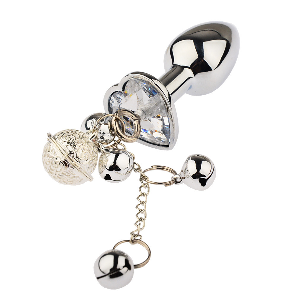 Metal Anal Plug with Bell BDSM Adult Toy for Beginners and Experienced Users Sensual Play Kit with Nipple Clamps and Butt Expansion Training Set-Crimson Secret