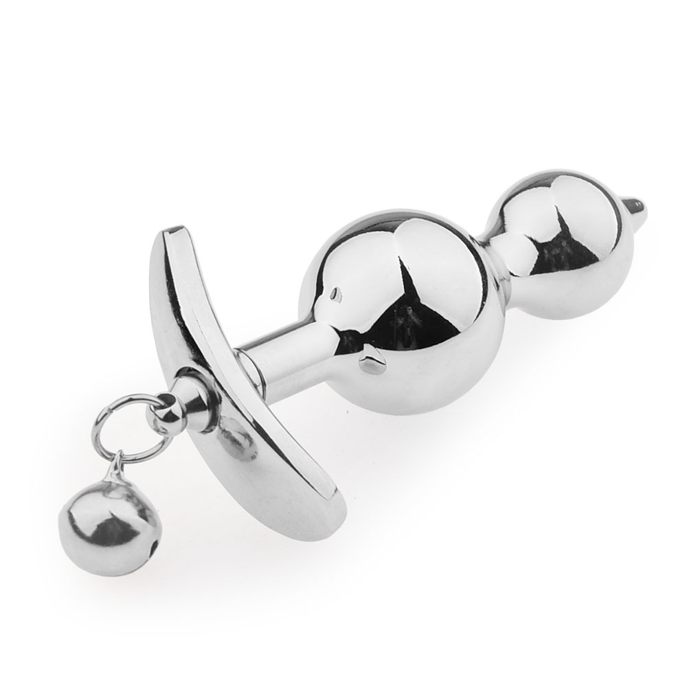 Metal Silicone Removable Anchor Butt Plug with Bell for Outdoor Wear and Play-Crimson Secret
