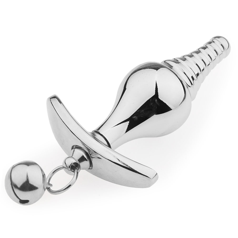 Metal Silicone Removable Anchor Butt Plug with Bell for Outdoor Wear and Play-Crimson Secret