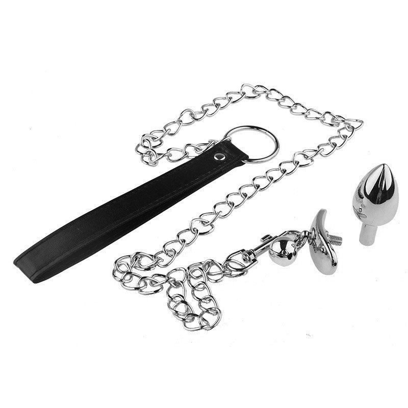 Metal Silicone Removable Anchor Butt Plug with Bell for Outdoor Wear and Play-Crimson Secret