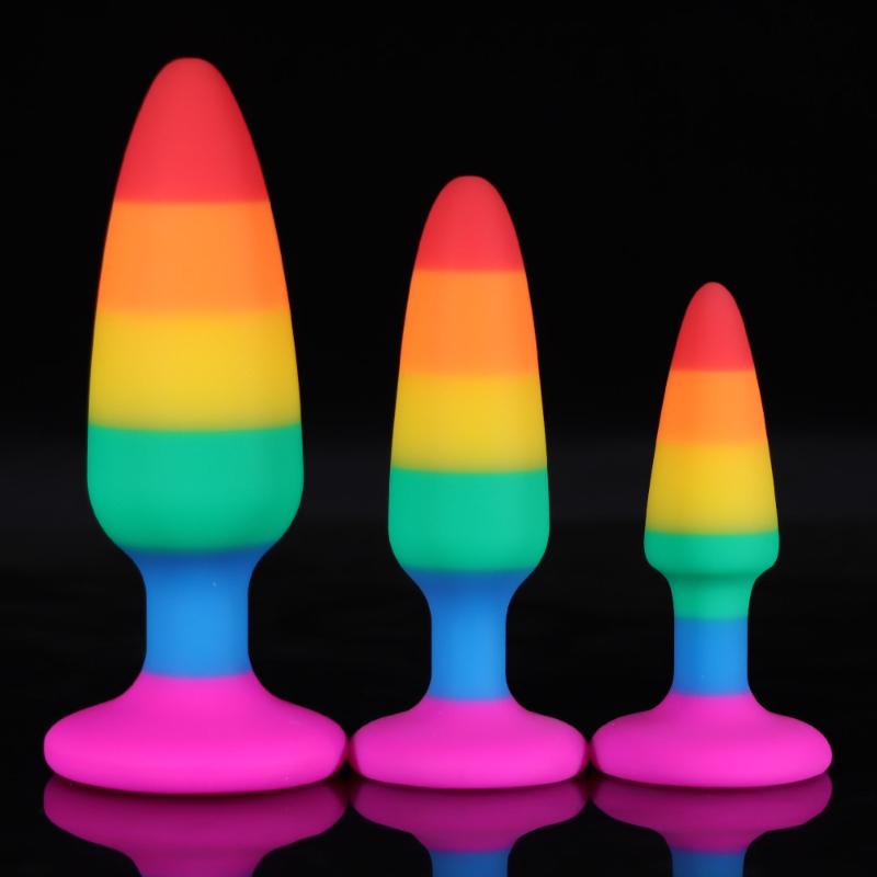 Rainbow Silicone Anal Plug Set for G Spot Stimulation and Anal Training