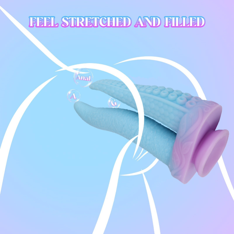 Extra Long Double Headed Dildo with Strong Suction Base Octopus Tentacle Design Flexible Silicone Sex Toy for Adventurous Couples