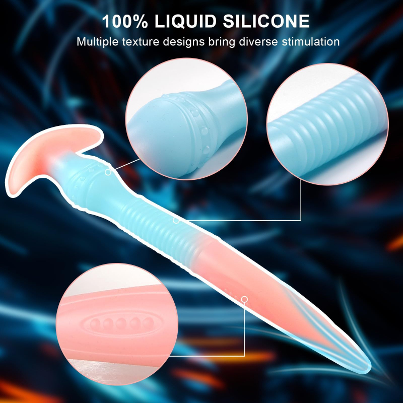Glow in The Dark Eel Super Long Flexible Silicone Butt Plug Wearable Invisible Design for Extended Wear and Stretching