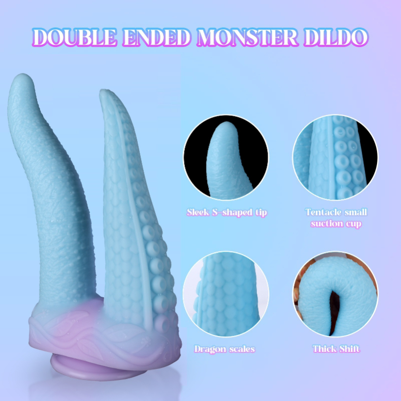 Extra Long Double Headed Dildo with Strong Suction Base Octopus Tentacle Design Flexible Silicone Sex Toy for Adventurous Couples