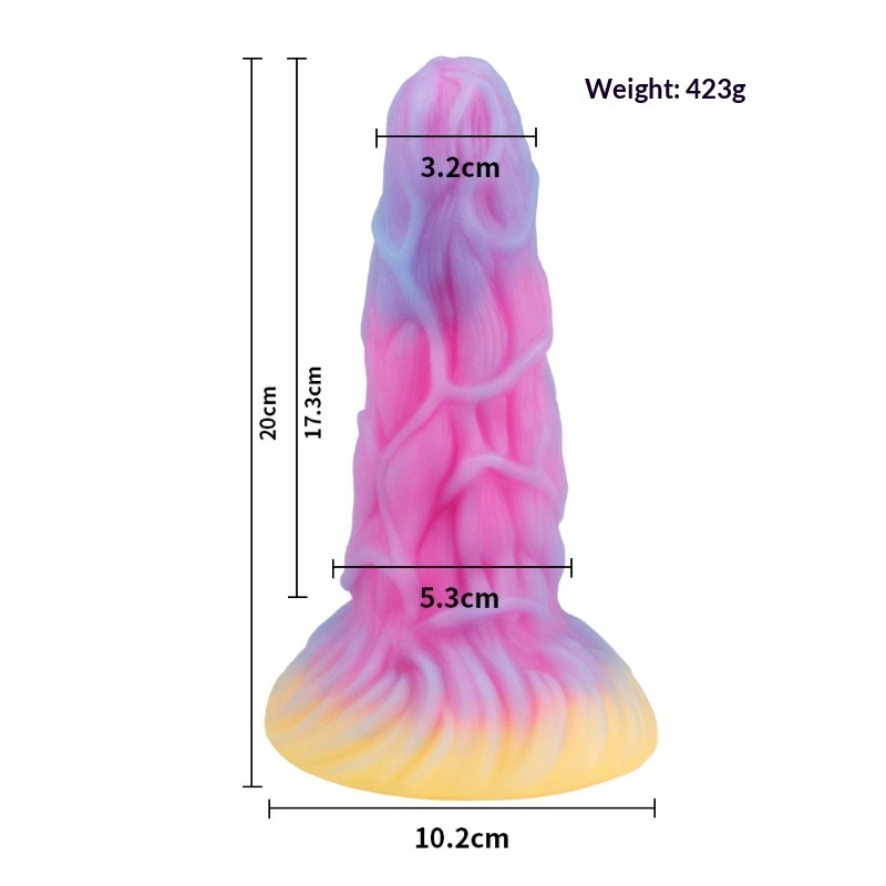 Glow in The Dark Platinum Silicone Dildo for Women Adult Sex Toy Flexible Realistic Penis Vibrator for G Spot Clitoral Stimulation