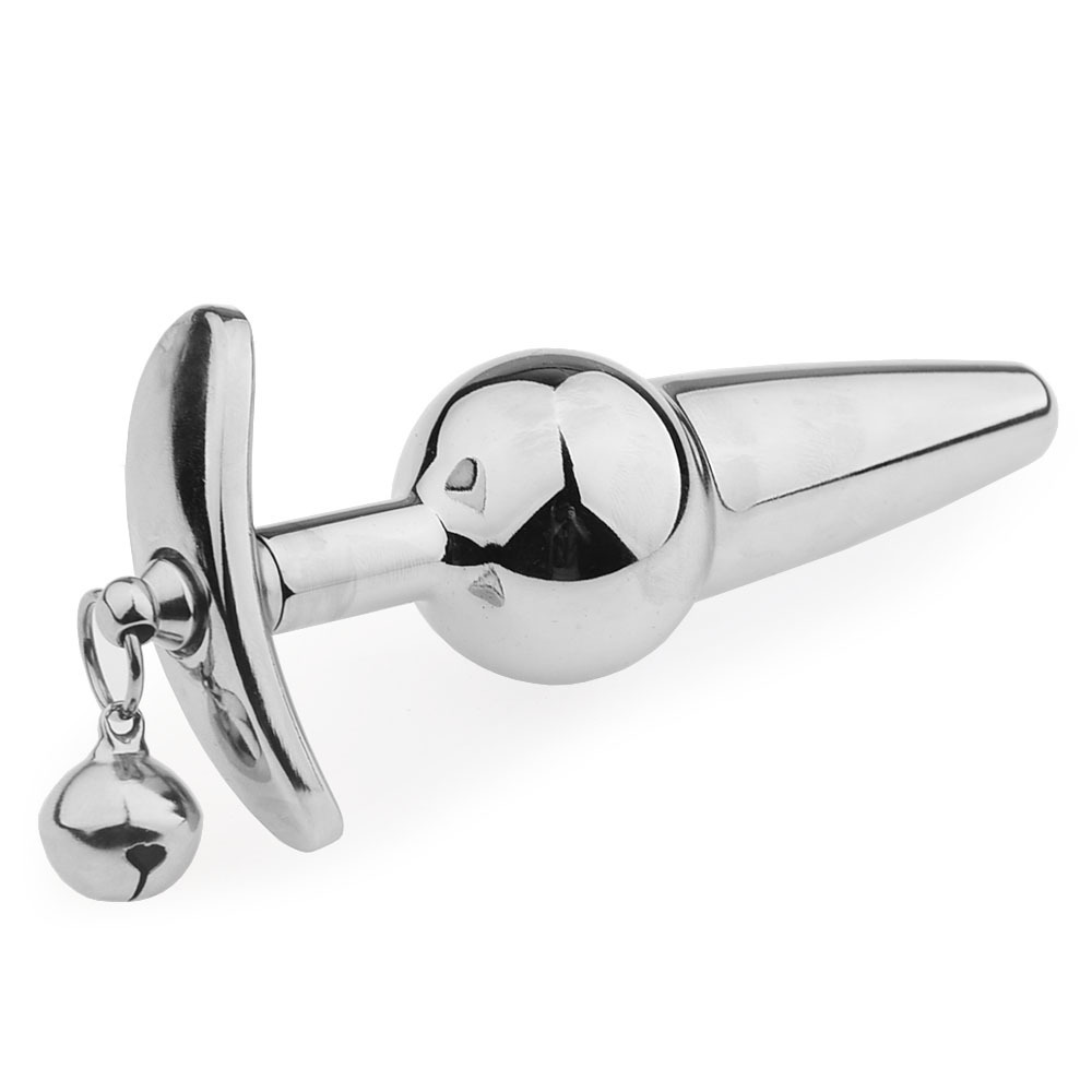 Metal Silicone Removable Anchor Butt Plug with Bell for Outdoor Wear and Play-Crimson Secret
