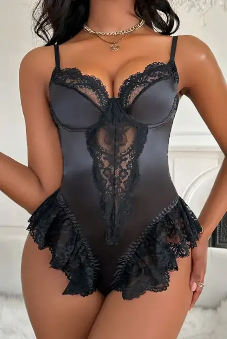 Sexy Lace Bodysuit for Women Tummy Control Corset Teddy Lingerie Backless Push Up Bra with Snap Closure