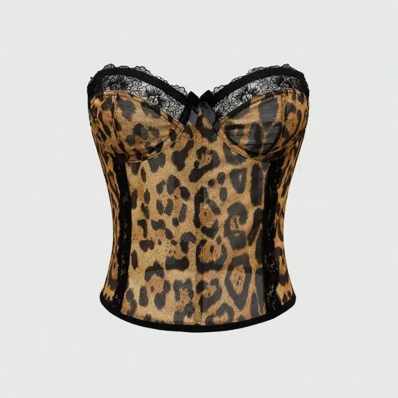 Sexy Leopard Print Underwear Set Women's Lingerie Bodysuit Wild Animal Print Teddy Romper for Women Date Night