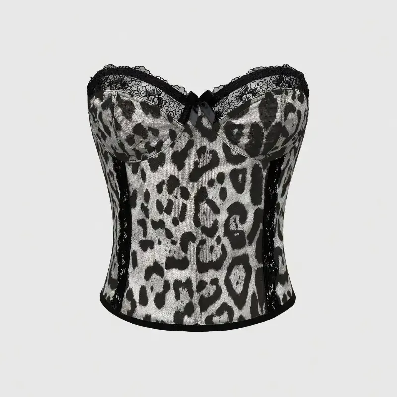 Sexy Leopard Print Underwear Set Women's Lingerie Bodysuit Wild Animal Print Teddy Romper for Women Date Night