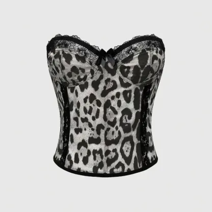 Sexy Leopard Print Underwear Set Women's Lingerie Bodysuit Wild Animal Print Teddy Romper for Women Date Night
