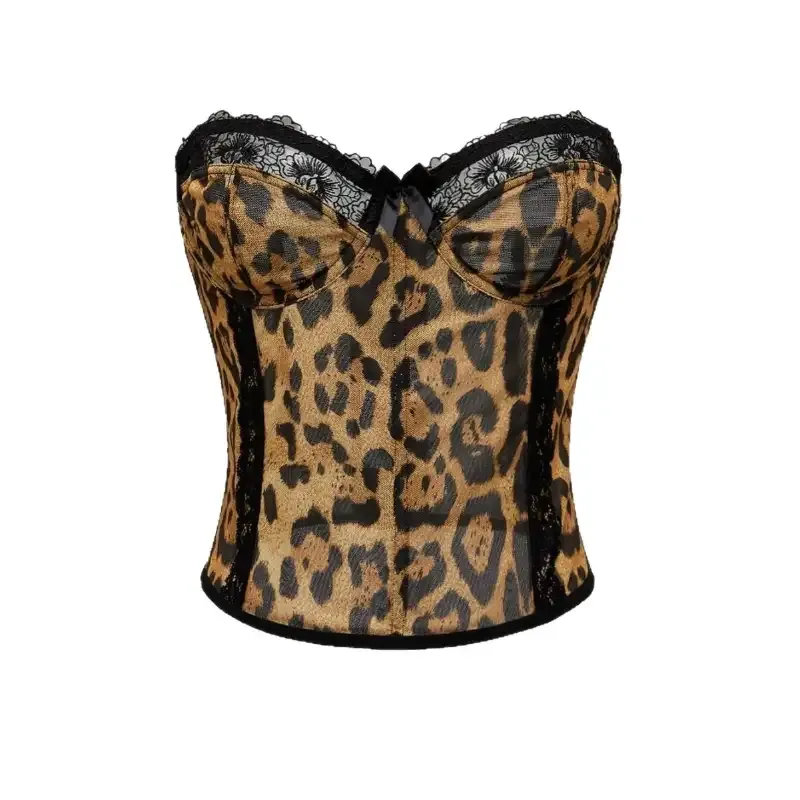 Sexy Leopard Print Underwear Set Women's Lingerie Bodysuit Wild Animal Print Teddy Romper for Women Date Night