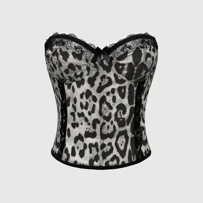 Sexy Leopard Print Underwear Set Women's Lingerie Bodysuit Wild Animal Print Teddy Romper for Women Date Night