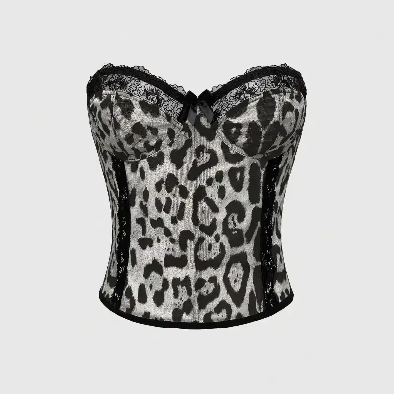 Sexy Leopard Print Underwear Set Women's Lingerie Bodysuit Wild Animal Print Teddy Romper for Women Date Night