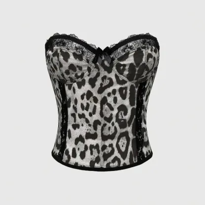 Sexy Leopard Print Underwear Set Women's Lingerie Bodysuit Wild Animal Print Teddy Romper for Women Date Night