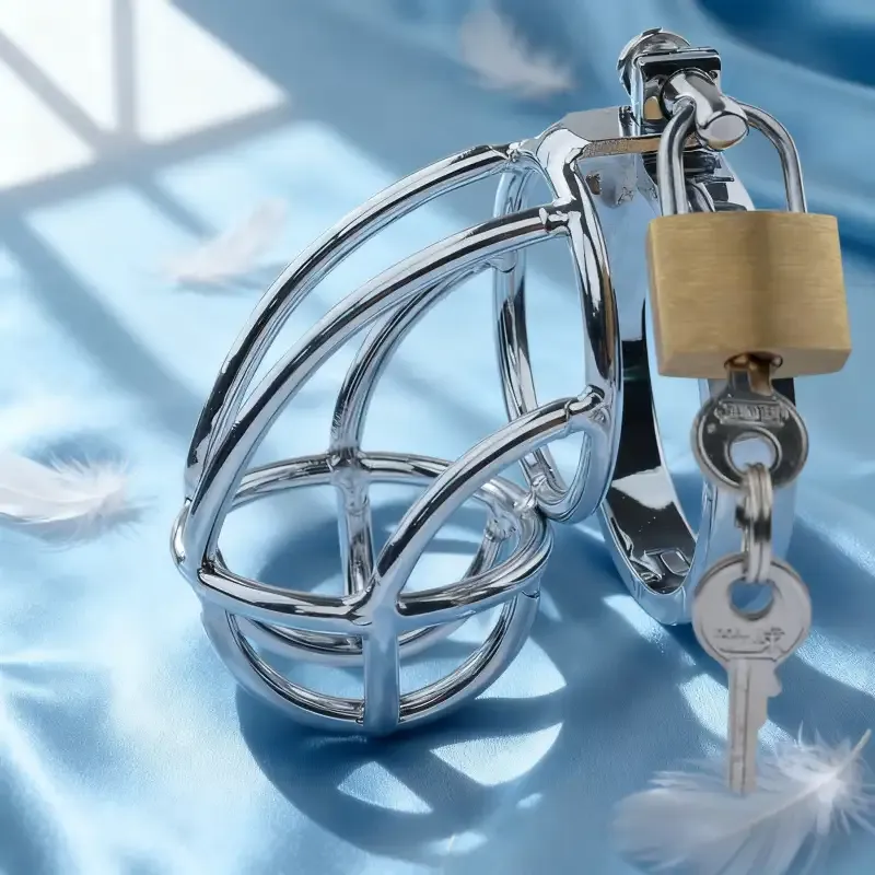 Male Chastity Device Lock for Men Stainless Steel Cock Cage with Anti Off Ring Adult Sex Toys for Couples BDSM