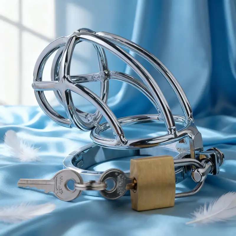 Male Chastity Device Lock for Men Stainless Steel Cock Cage with Anti Off Ring Adult Sex Toys for Couples BDSM