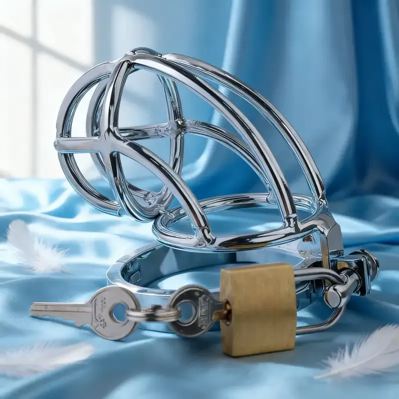 Male Chastity Device Lock for Men Stainless Steel Cock Cage with Anti Off Ring Adult Sex Toys for Couples BDSM