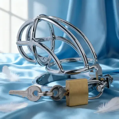 Male Chastity Device Lock for Men Stainless Steel Cock Cage with Anti Off Ring Adult Sex Toys for Couples BDSM