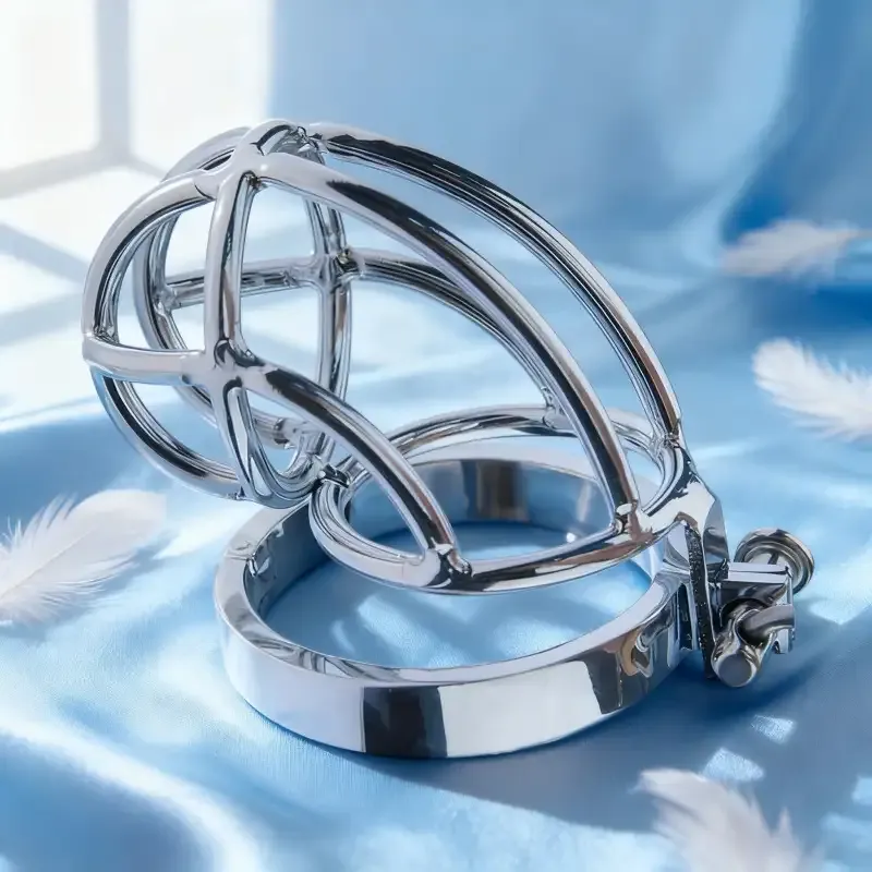 Male Chastity Device Lock for Men Stainless Steel Cock Cage with Anti Off Ring Adult Sex Toys for Couples BDSM