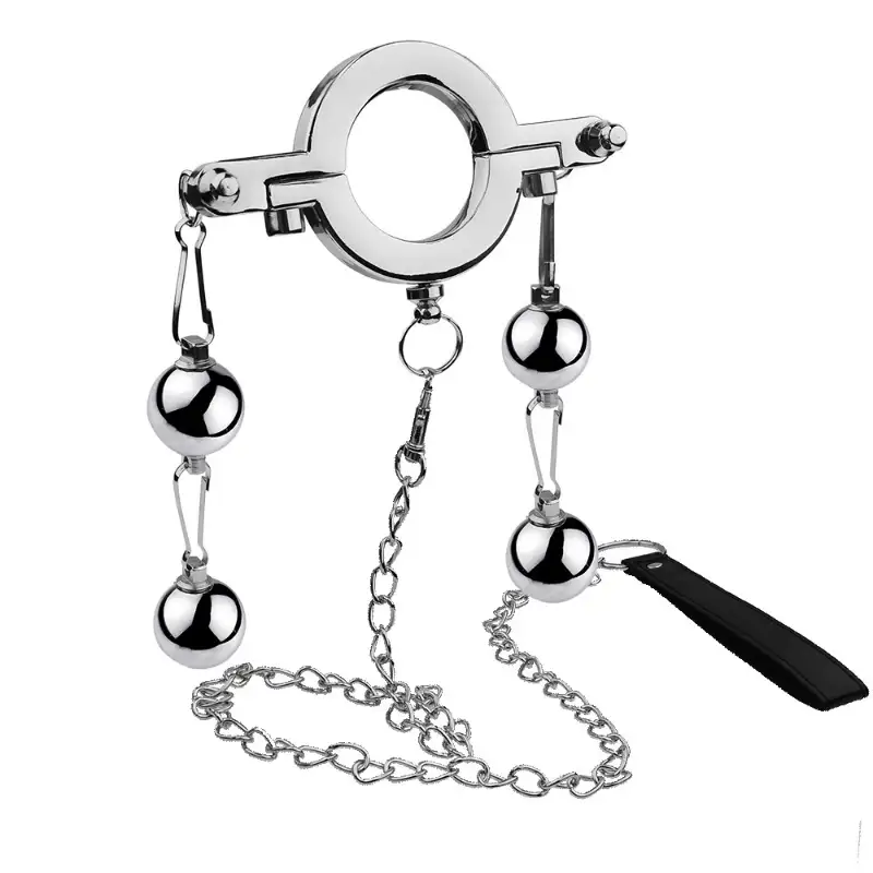 Stainless Steel Cock Ring Weighted Balls SM Toy Locking Penis Ring for Men Adult Sex Toys Male Enhancement Exercise Gear