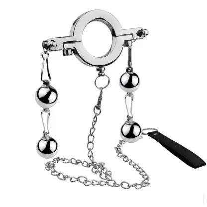 Stainless Steel Cock Ring Weighted Balls SM Toy Locking Penis Ring for Men Adult Sex Toys Male Enhancement Exercise Gear