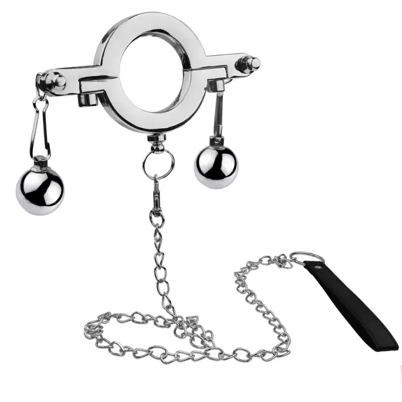 Stainless Steel Cock Ring Weighted Balls SM Toy Locking Penis Ring for Men Adult Sex Toys Male Enhancement Exercise Gear