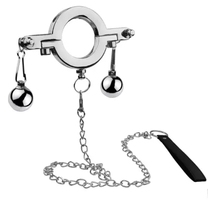 Stainless Steel Cock Ring Weighted Balls SM Toy Locking Penis Ring for Men Adult Sex Toys Male Enhancement Exercise Gear