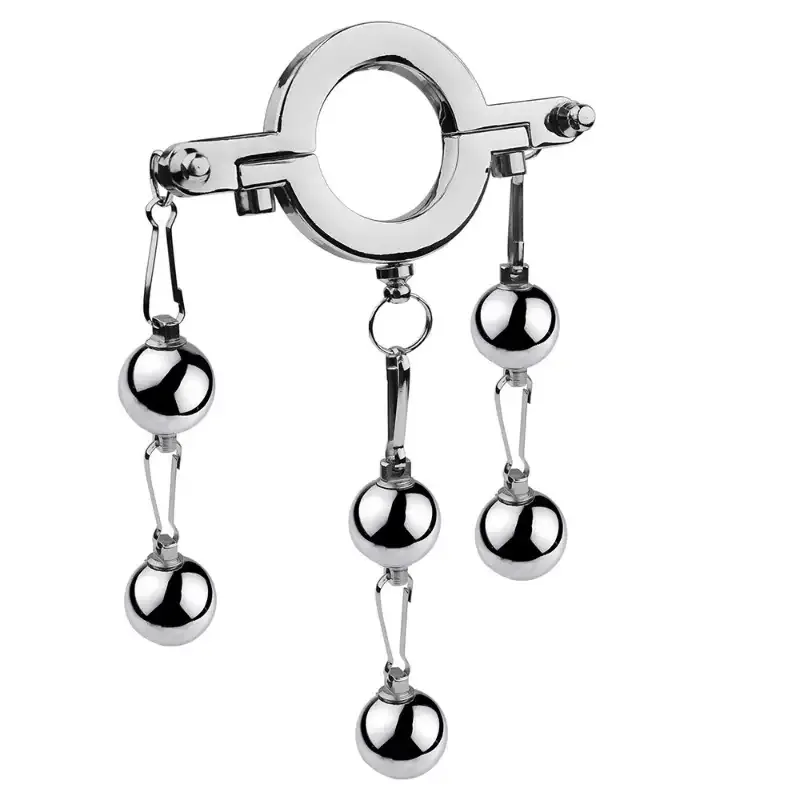 Stainless Steel Cock Ring Weighted Balls SM Toy Locking Penis Ring for Men Adult Sex Toys Male Enhancement Exercise Gear