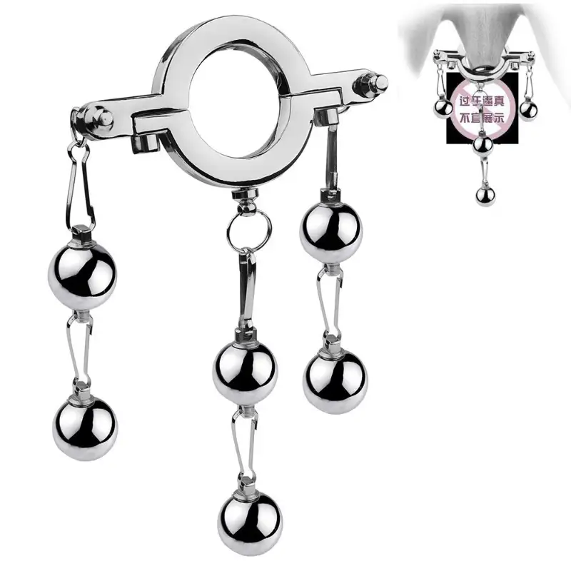 Stainless Steel Cock Ring Weighted Balls SM Toy Locking Penis Ring for Men Adult Sex Toys Male Enhancement Exercise Gear