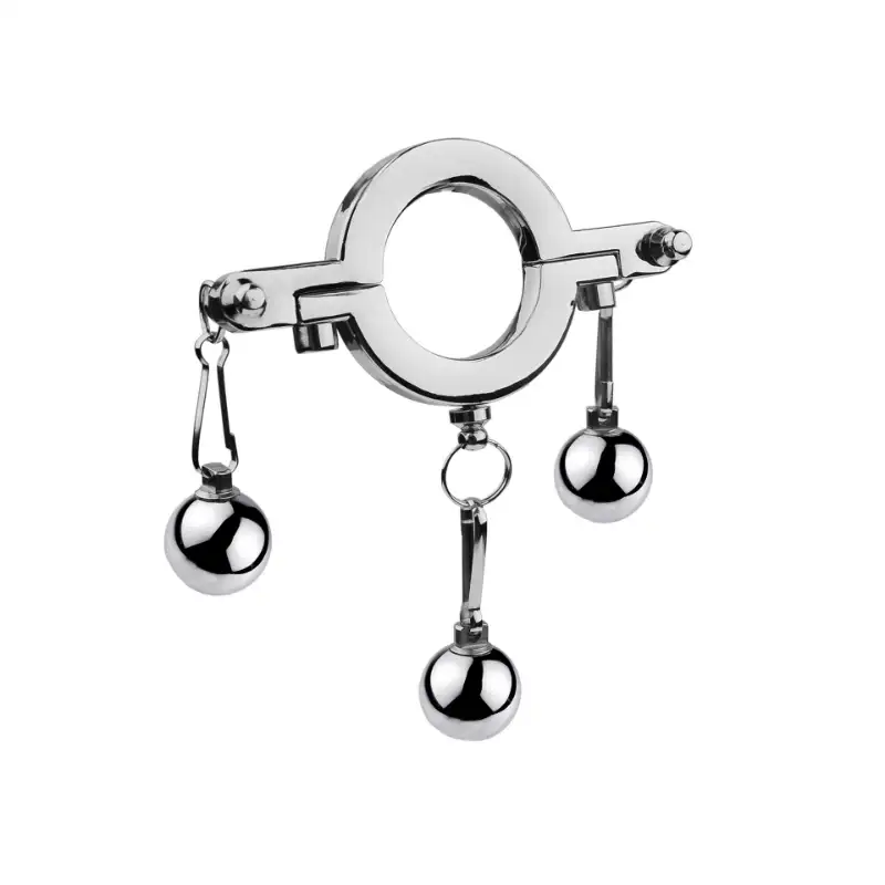 Stainless Steel Cock Ring Weighted Balls SM Toy Locking Penis Ring for Men Adult Sex Toys Male Enhancement Exercise Gear