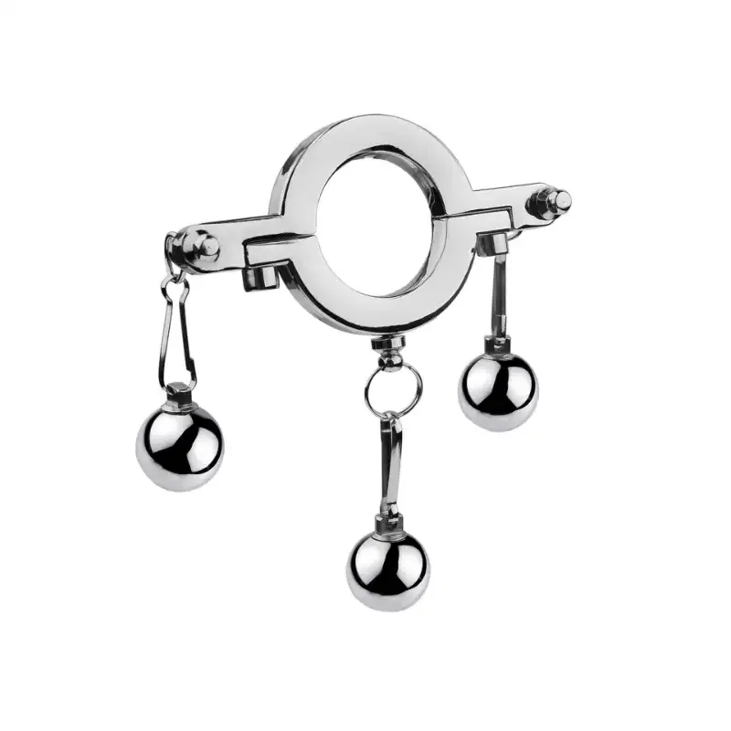 Stainless Steel Cock Ring Weighted Balls SM Toy Locking Penis Ring for Men Adult Sex Toys Male Enhancement Exercise Gear