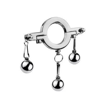 Stainless Steel Cock Ring Weighted Balls SM Toy Locking Penis Ring for Men Adult Sex Toys Male Enhancement Exercise Gear