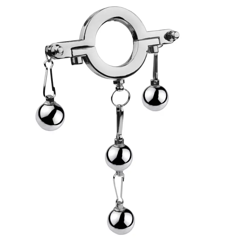 Stainless Steel Cock Ring Weighted Balls SM Toy Locking Penis Ring for Men Adult Sex Toys Male Enhancement Exercise Gear