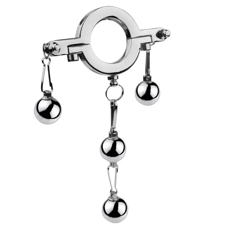 Stainless Steel Cock Ring Weighted Balls SM Toy Locking Penis Ring for Men Adult Sex Toys Male Enhancement Exercise Gear